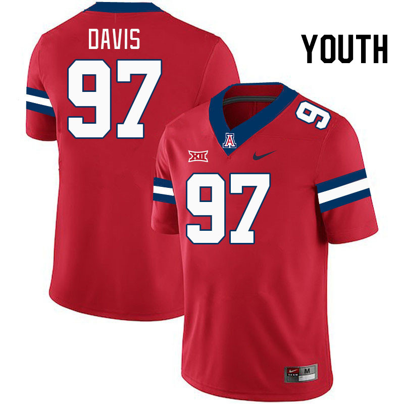 Youth #97 Tristan Davis Arizona Wildcats Big 12 Conference College Football Jerseys Stitched-Red